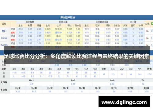 足球比赛比分分析：多角度解读比赛过程与最终结果的关键因素
